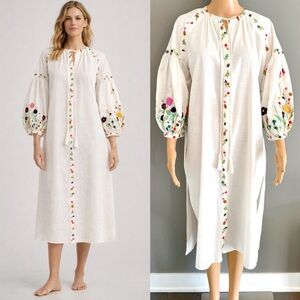 ZARA Boho Romantic Floral Embroidered Festival Midi Dress. Medium.